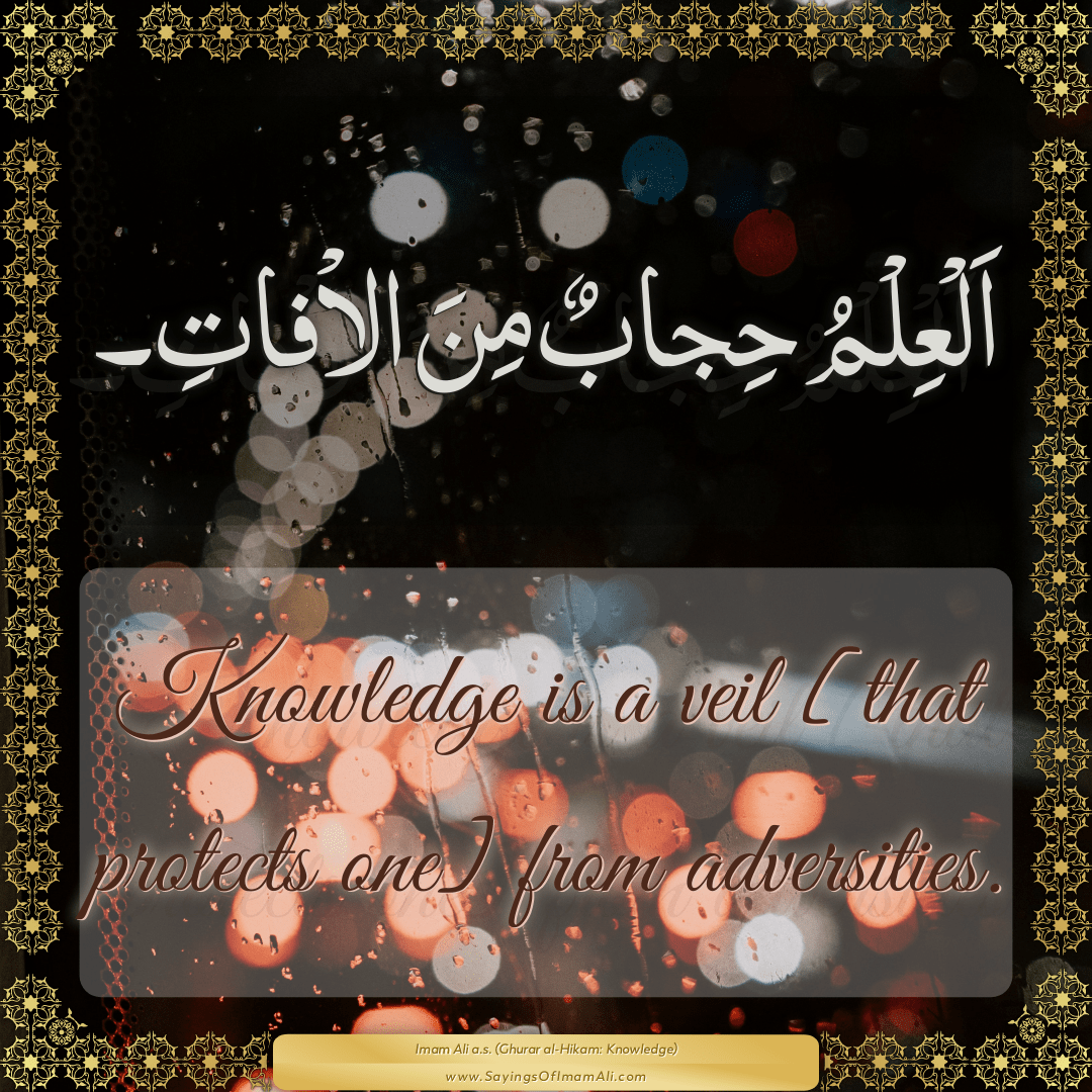 Knowledge is a veil [that protects one] from adversities.